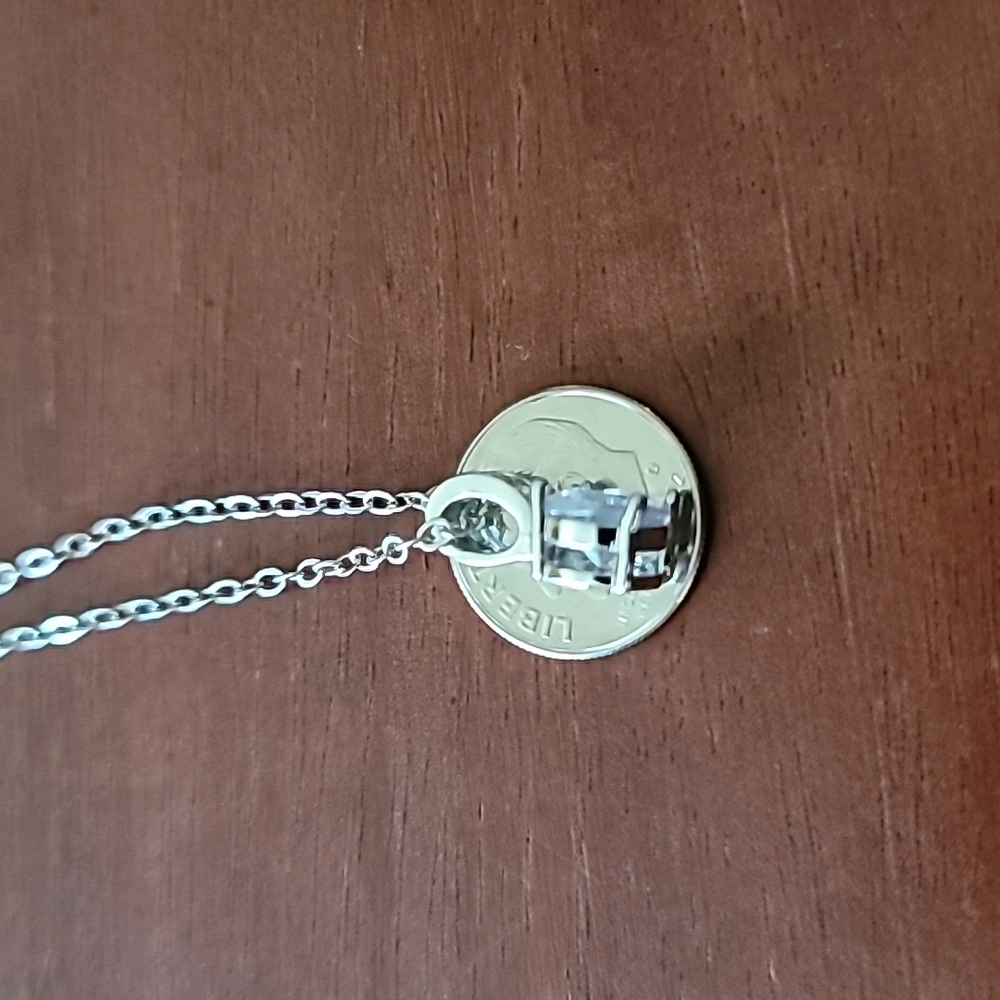 Silver Plated Rhinestone Pendant Necklace - Picture 4 of 6